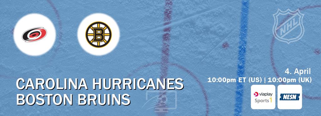 You can watch game live between Carolina Hurricanes and Boston Bruins on Viaplay Sports 1(UK) and NESN(US).