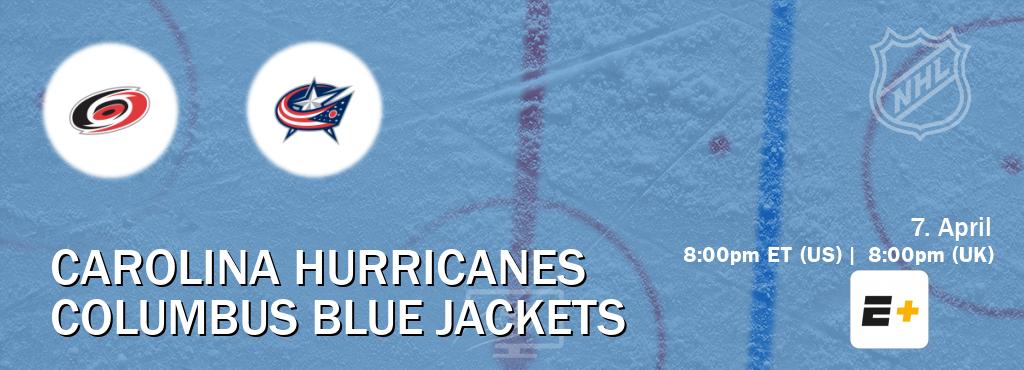 You can watch game live between Carolina Hurricanes and Columbus Blue Jackets on ESPN+(US).