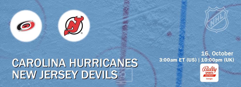 You can watch game live between Carolina Hurricanes and New Jersey Devils on Bally Sports Georgia(US).