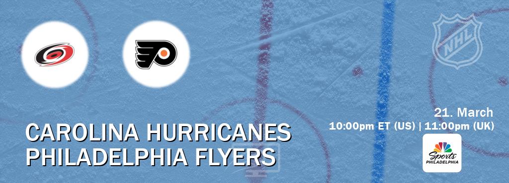 You can watch game live between Carolina Hurricanes and Philadelphia Flyers on NBCS Philadelphia(US).