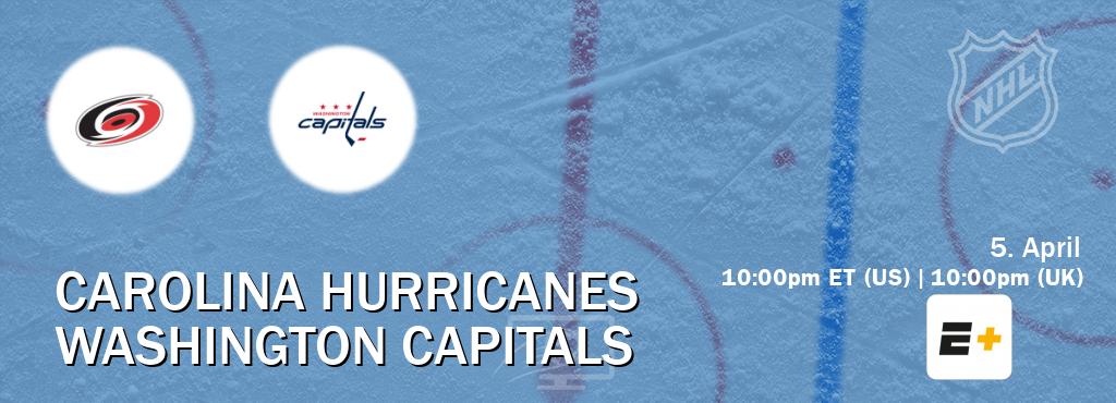 You can watch game live between Carolina Hurricanes and Washington Capitals on ESPN+(US).