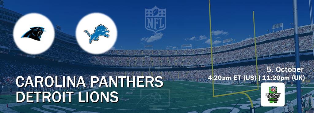 You can watch game live between Carolina Panthers and Detroit Lions on NFL Sunday Ticket(US). You can watch game live between Carolina Panthers and Detroit Lions on NFL Sunday Ticket(US).