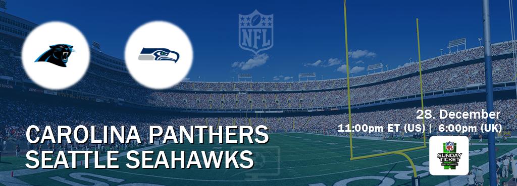 You can watch game live between Carolina Panthers and Seattle Seahawks on NFL Sunday Ticket(US).