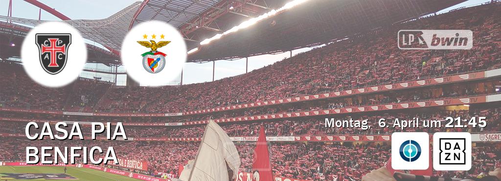Das Spiel zwischen Casa Pia und Benfica wird am Montag,  6. April um  21:45, live vom Sportdigital FUSSBALL und DAZN übertragen.