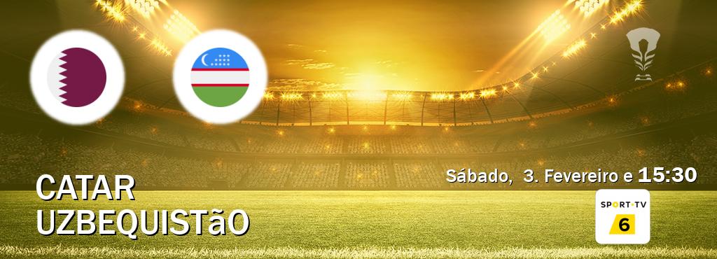 Jogo entre Catar e Uzbequistão tem emissão Sport TV 6 (Sábado,  3. Fevereiro e  15:30).
