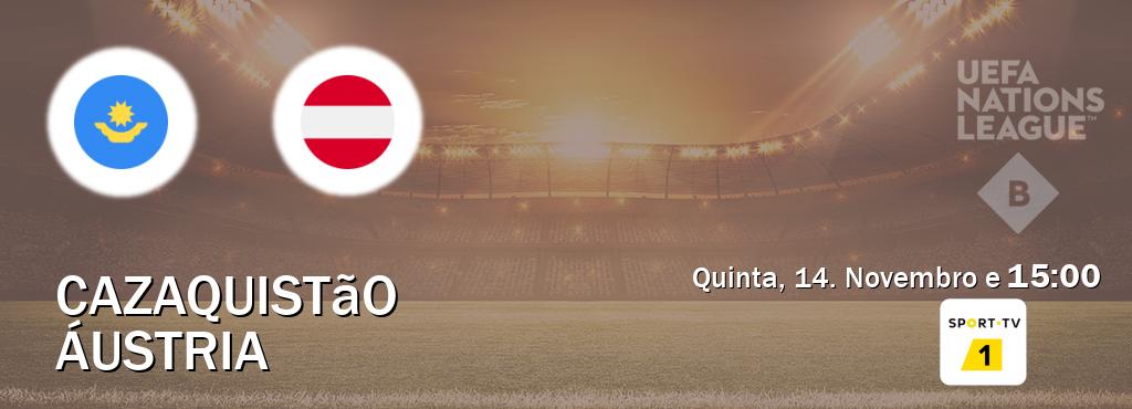 Jogo entre Cazaquistão e Áustria tem emissão Sport TV 1 (Quinta, 14. Novembro e  15:00).