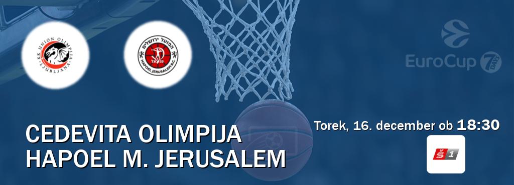 Cedevita Olimpija in Hapoel M. Jerusalem v živo na Sport TV 1. Prenos tekme bo v torek, 16. december ob  18:30