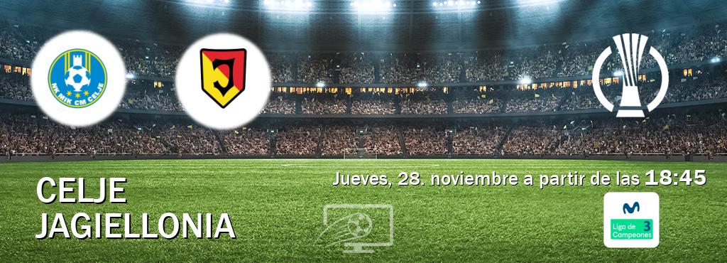 El partido entre Celje y Jagiellonia será retransmitido por Movistar Liga de Campeones 3 (jueves, 28. noviembre a partir de las  18:45).