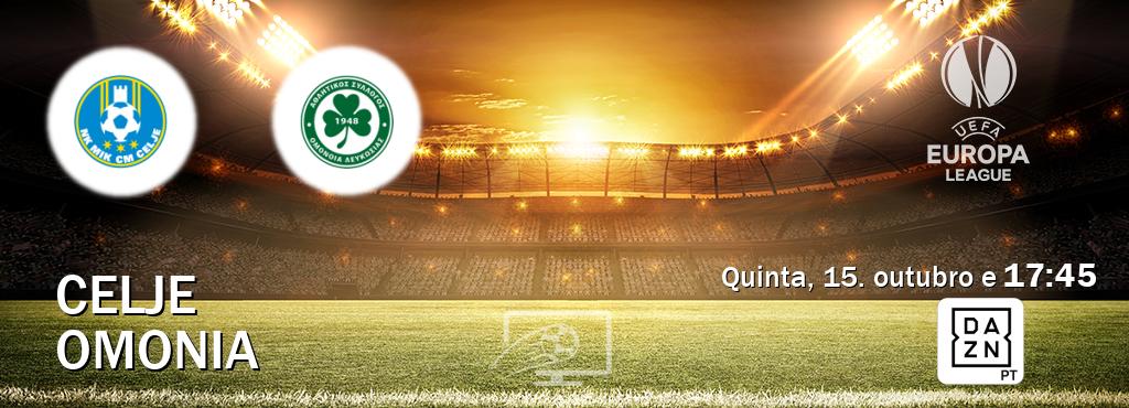 Jogo entre Celje e Omonia tem emissão DAZN (quinta, 15. outubro e  17:45).