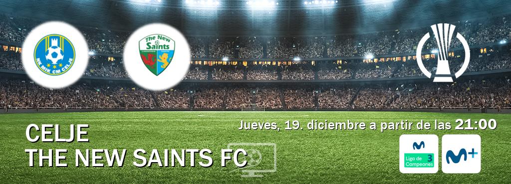 El partido entre Celje y The New Saints FC será retransmitido por Movistar Liga de Campeones 3 y Moviestar+ (jueves, 19. diciembre a partir de las  21:00).