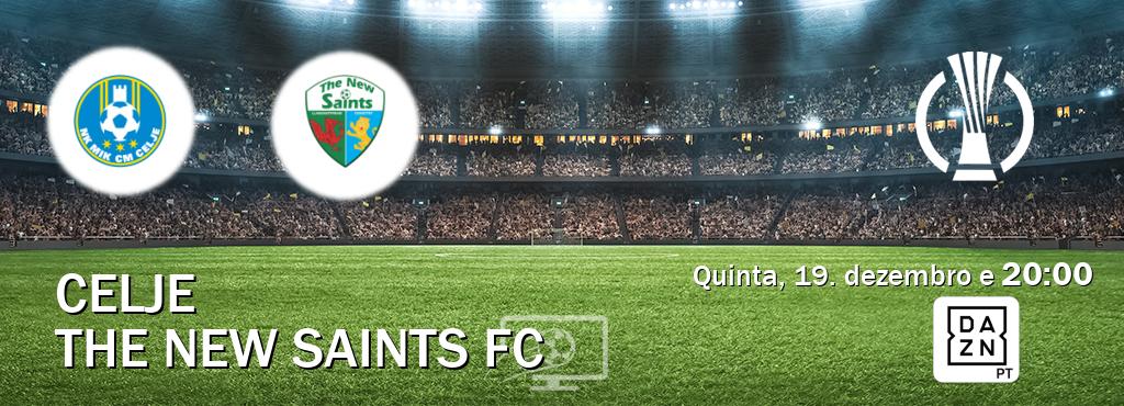 Jogo entre Celje e The New Saints FC tem emissão DAZN (quinta, 19. dezembro e  20:00).