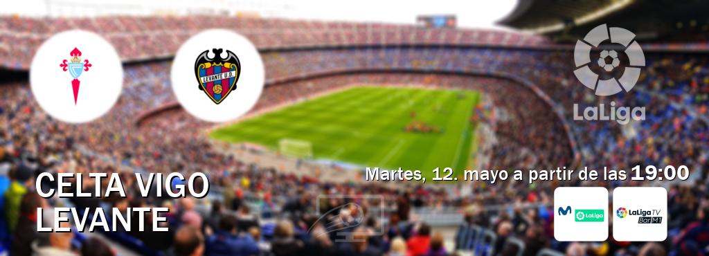El partido entre Celta Vigo y Levante será retransmitido por M. LaLiga y La Liga TV Bar M1 (martes, 12. mayo a partir de las  19:00).