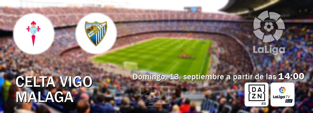 El partido entre Celta Vigo y Malaga será retransmitido por DAZN España y LaLigaTV Bar (domingo, 13. septiembre a partir de las  14:00).