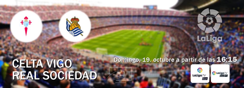 El partido entre Celta Vigo y Real Sociedad será retransmitido por LaLigaTV Bar y La Liga TV Bar M1 (domingo, 19. octubre a partir de las 16:15). El partido entre Celta Vigo y Real Sociedad será retransmitido por LaLigaTV Bar y La Liga TV Bar M1 (domingo, 19. octubre a partir de las 16:15).