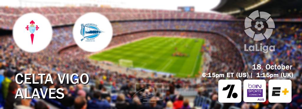 You can watch game live between Celta Vigo and Alaves on OneFootball, beIN Sports Connect(AU), ESPN+(US). You can watch game live between Celta Vigo and Alaves on OneFootball, beIN Sports Connect(AU), ESPN+(US).
