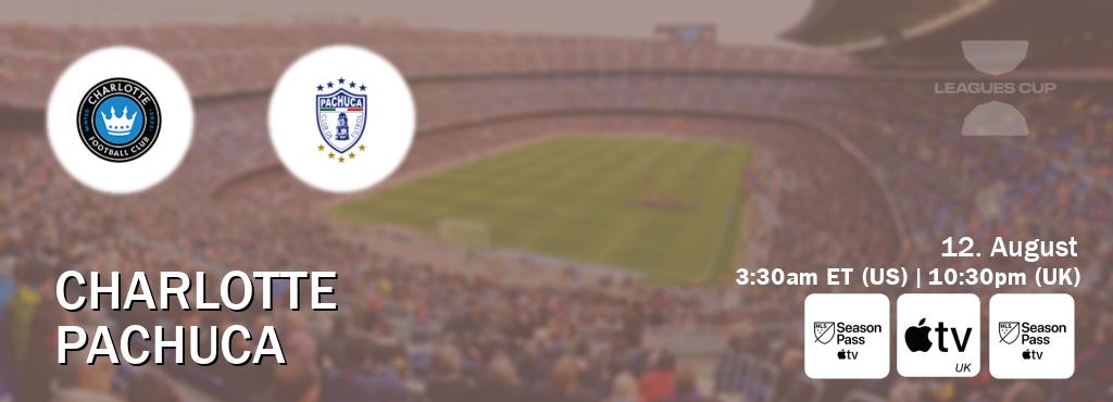 You can watch game live between Charlotte and Pachuca on MLS Season Pass, Apple TV(UK), MLS Season Pass(US).