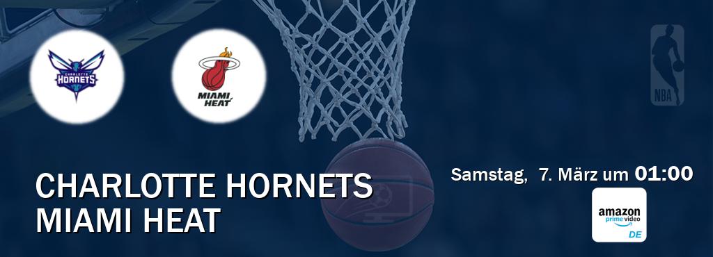 Das Spiel zwischen Charlotte Hornets und Miami Heat wird am Samstag,  7. März um  01:00, live vom Amazon Prime DE übertragen.