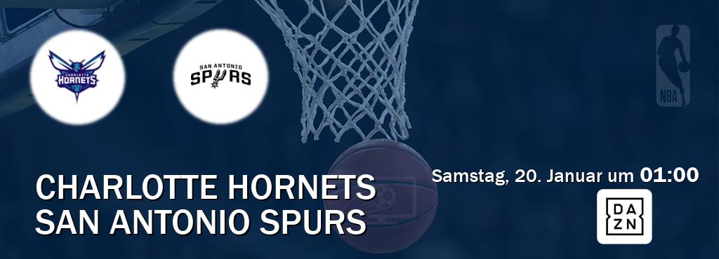 Das Spiel zwischen Charlotte Hornets und San Antonio Spurs wird am Samstag, 20. Januar um  01:00, live vom DAZN übertragen.