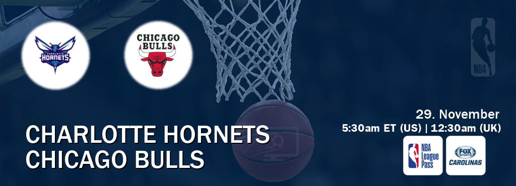 You can watch game live between Charlotte Hornets and Chicago Bulls on NBA League Pass and Bally Sports North Carolina(US).
