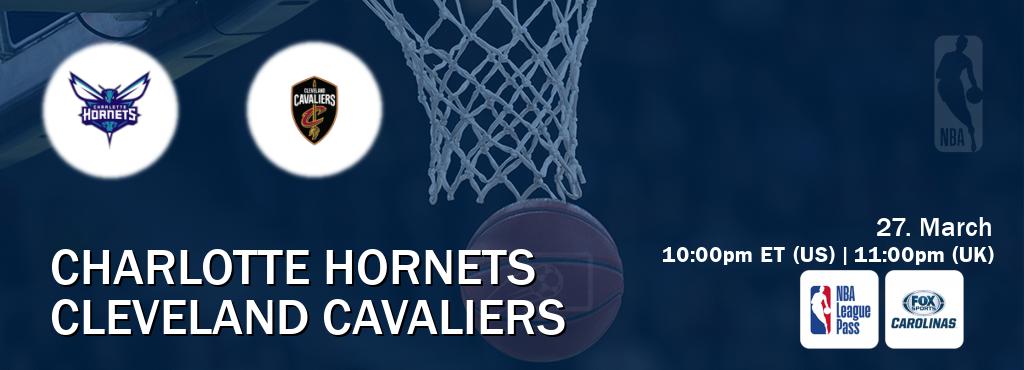 You can watch game live between Charlotte Hornets and Cleveland Cavaliers on NBA League Pass and Bally Sports North Carolina(US).