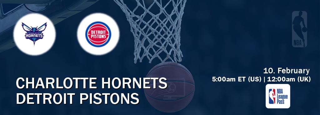 You can watch game live between Charlotte Hornets and Detroit Pistons on NBA League Pass. You can watch game live between Charlotte Hornets and Detroit Pistons on NBA League Pass.