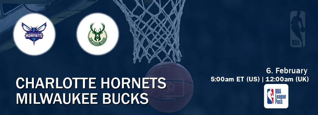 You can watch game live between Charlotte Hornets and Milwaukee Bucks on NBA League Pass.