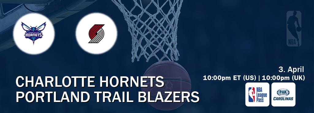 You can watch game live between Charlotte Hornets and Portland Trail Blazers on NBA League Pass and Bally Sports North Carolina(US).