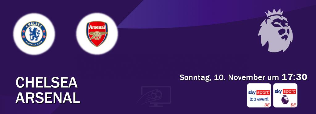 Das Spiel zwischen Chelsea und Arsenal wird am Sonntag, 10. November um  17:30, live vom Sky Sport Top Event und Sky Sport Premier League übertragen.