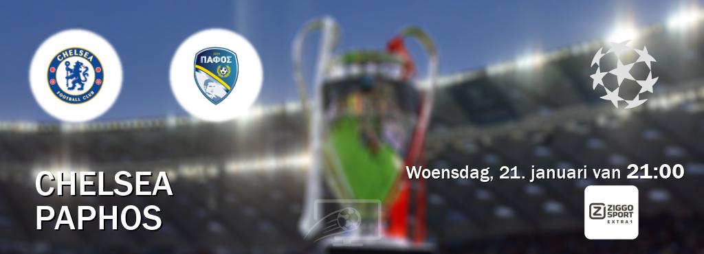 Wedstrijd tussen Chelsea en Paphos live op tv bij Ziggo Sport 5 (woensdag, 21. januari van  21:00).