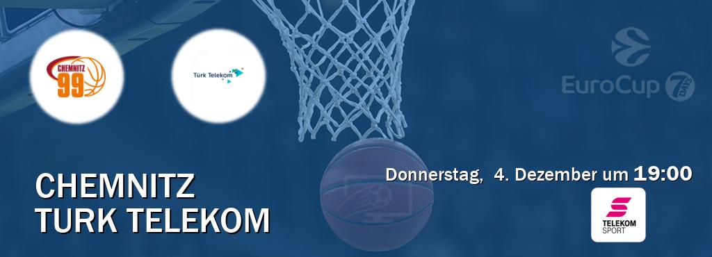 Das Spiel zwischen Chemnitz und Turk Telekom wird am Donnerstag,  4. Dezember um  19:00, live vom Magenta Sport übertragen.