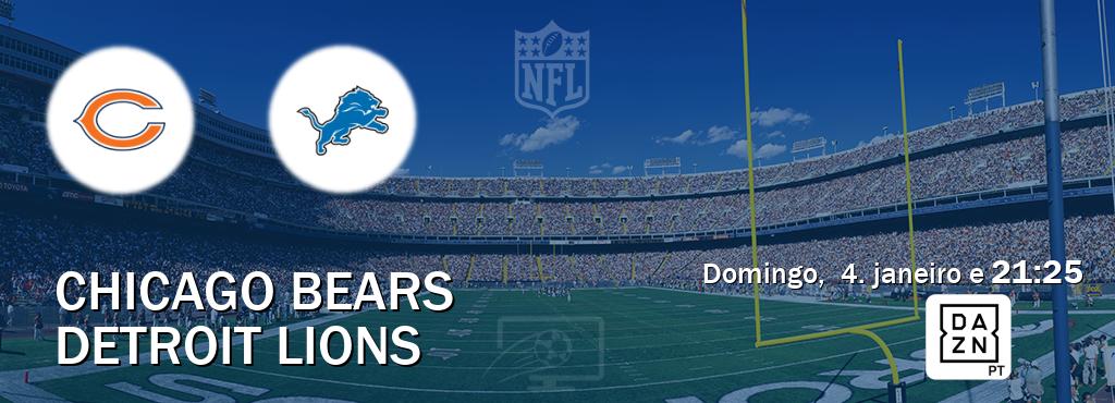 Jogo entre Chicago Bears e Detroit Lions tem emissão DAZN (domingo,  4. janeiro e  21:25).