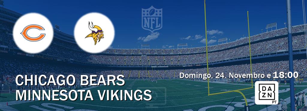 Jogo entre Chicago Bears e Minnesota Vikings tem emissão DAZN (Domingo, 24. Novembro e  18:00).