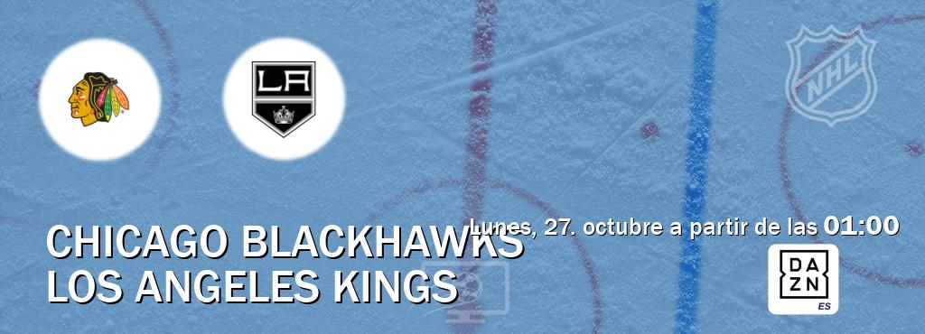 El partido entre Chicago Blackhawks y Los Angeles Kings será retransmitido por DAZN España (lunes, 27. octubre a partir de las 01:00). El partido entre Chicago Blackhawks y Los Angeles Kings será retransmitido por DAZN España (lunes, 27. octubre a partir de las 01:00).