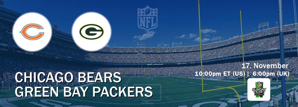 You can watch game live between Chicago Bears and Green Bay Packers on NFL Sunday Ticket(US).