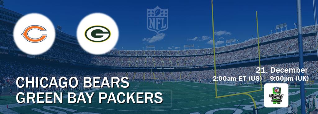 You can watch game live between Chicago Bears and Green Bay Packers on NFL Sunday Ticket(US).