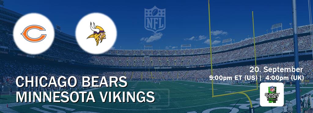 You can watch game live between Chicago Bears and Minnesota Vikings on NFL Sunday Ticket(US). You can watch game live between Chicago Bears and Minnesota Vikings on NFL Sunday Ticket(US).