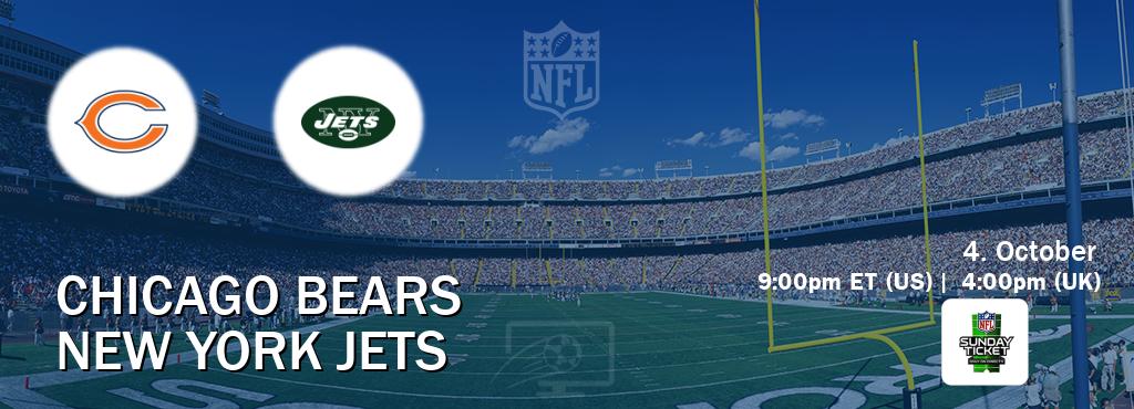 You can watch game live between Chicago Bears and New York Jets on NFL Sunday Ticket(US).