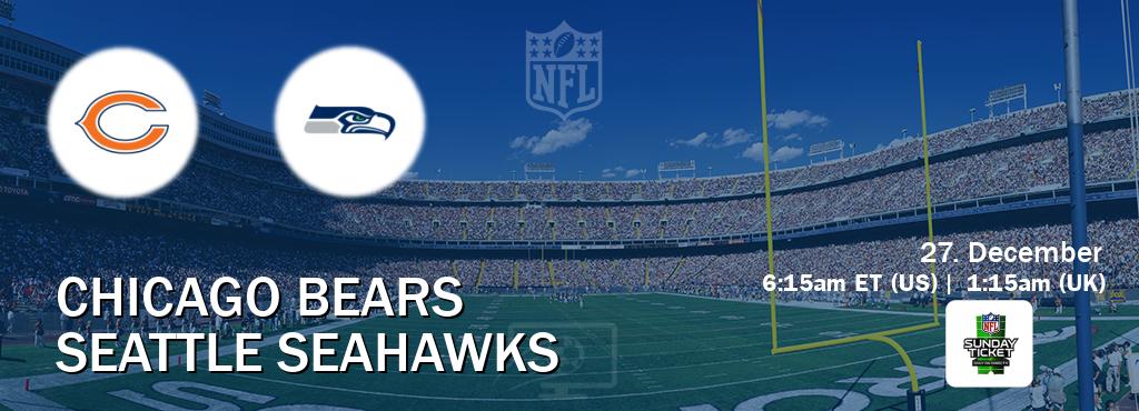 You can watch game live between Chicago Bears and Seattle Seahawks on NFL Sunday Ticket(US).