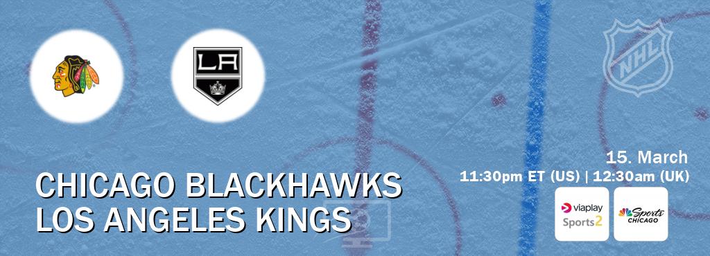 You can watch game live between Chicago Blackhawks and Los Angeles Kings on Viaplay Sports 2(UK) and NBCS Chicago(US).