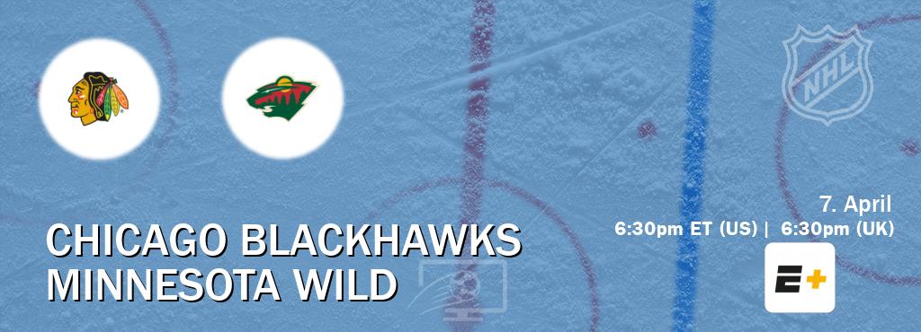 You can watch game live between Chicago Blackhawks and Minnesota Wild on ESPN+(US).