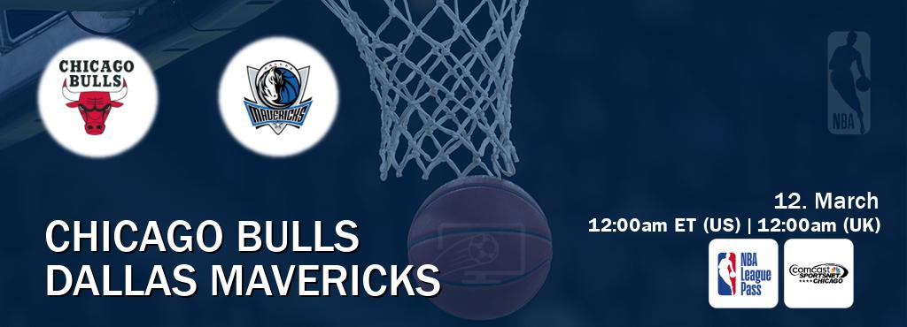 You can watch game live between Chicago Bulls and Dallas Mavericks on NBA League Pass and CSN Chicago(US).