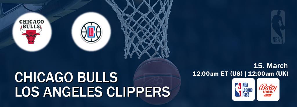You can watch game live between Chicago Bulls and Los Angeles Clippers on NBA League Pass and Bally Sports SoCal(US).