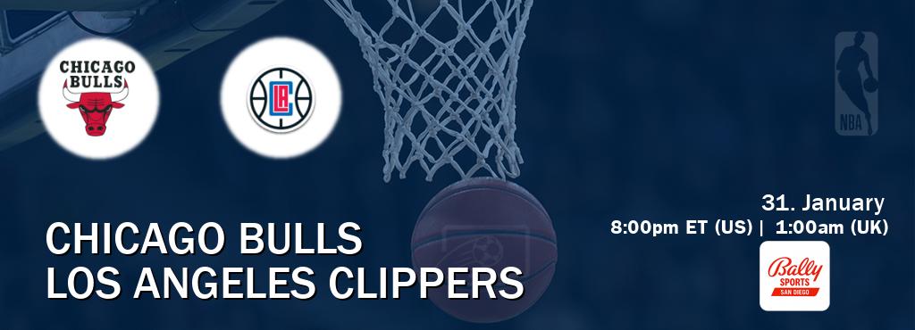 You can watch game live between Chicago Bulls and Los Angeles Clippers on Bally Sports San Diego.