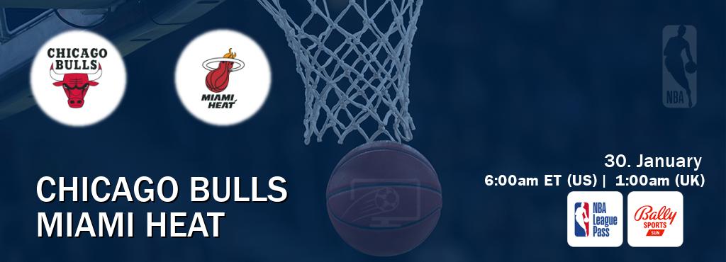You can watch game live between Chicago Bulls and Miami Heat on NBA League Pass and Bally Sports Sun(US).