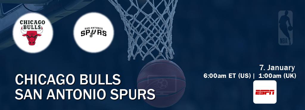 You can watch game live between Chicago Bulls and San Antonio Spurs on ESPN(AU).