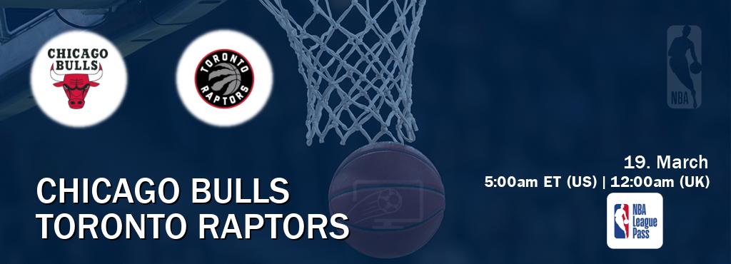You can watch game live between Chicago Bulls and Toronto Raptors on NBA League Pass.