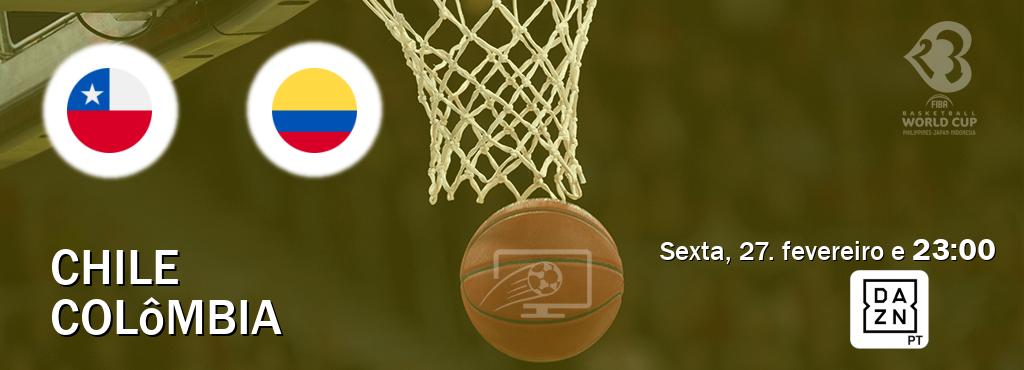 Jogo entre Chile e Colômbia tem emissão DAZN (sexta, 27. fevereiro e  23:00).