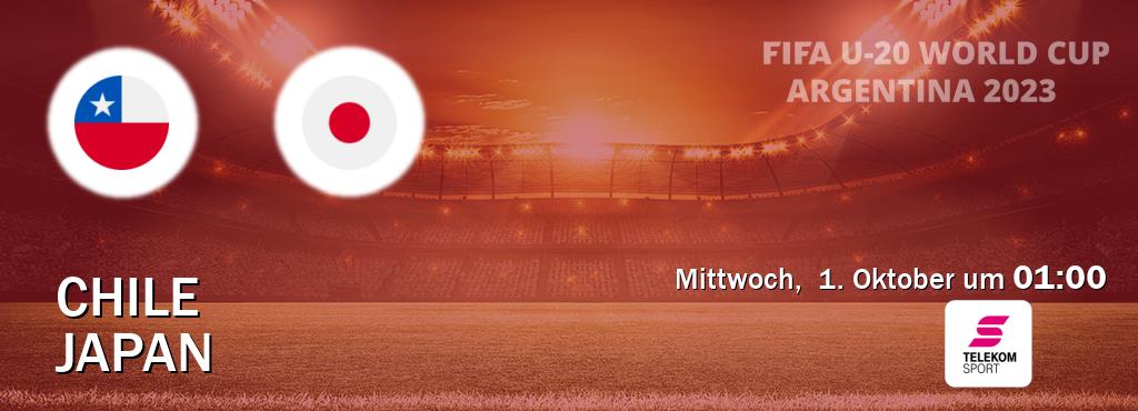 Das Spiel zwischen Chile U20 und Japan U20 wird am Mittwoch,  1. Oktober um  01:00, live vom Magenta Sport übertragen.