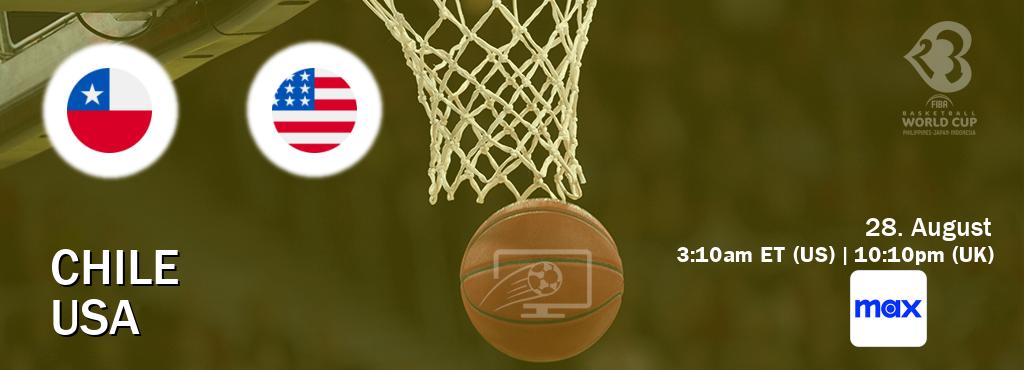 You can watch game live between Chile and USA on Max(US).