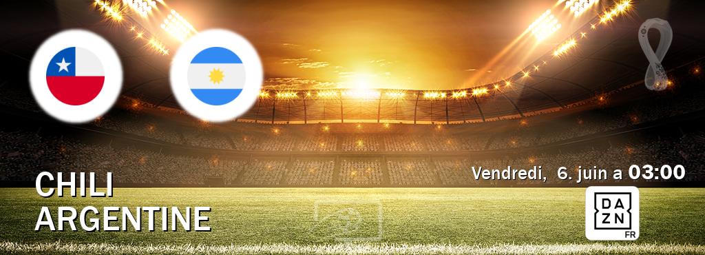 Match entre Chili et Argentine en direct à la DAZN (vendredi,  6. juin a  03:00).